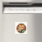 Süße orange Katze trinkt Tee Kaffee Magnet (In Situ (Geschirrspüler))