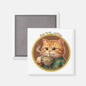Süße orange Katze trinkt Tee-Kaffee-Magnet Magnet (Vorderseite/Rückseite)