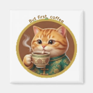 Süße orange Katze trinkt Tee-Kaffee-Magnet Magnet