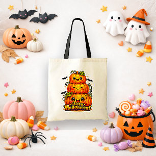 Süße orange Kawaii-Kürbis-Halloween-Überraschung Tragetasche