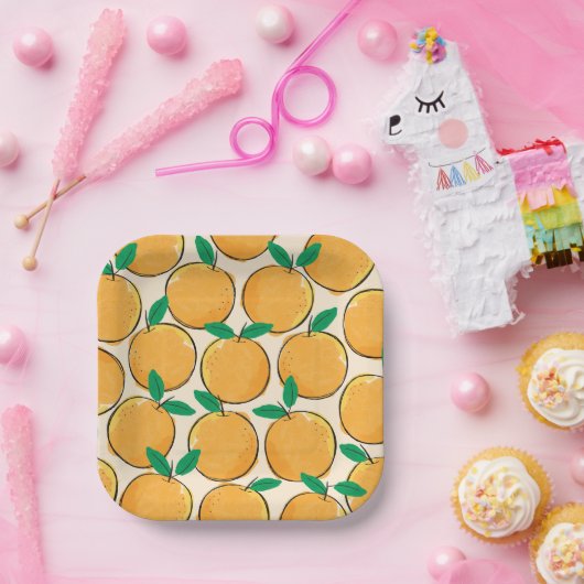 Süsse Orange Musterpapier Teller (Party)