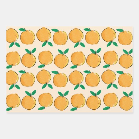 Süsse Orange Pattern Geschenkpapier Set (Vorderseite 3)