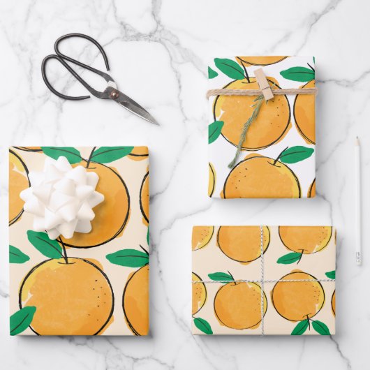 Süsse Orange Pattern Geschenkpapier Set (Vorderseite)