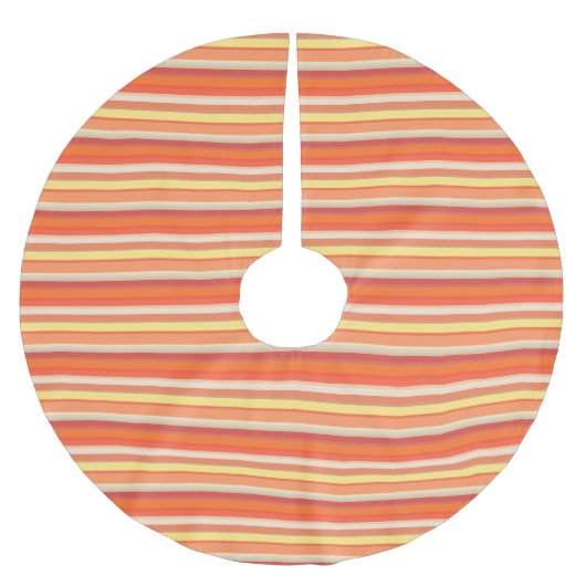 Süße orange-rote Streifen Polyester Weihnachtsbaumdecke (Vorderseite)