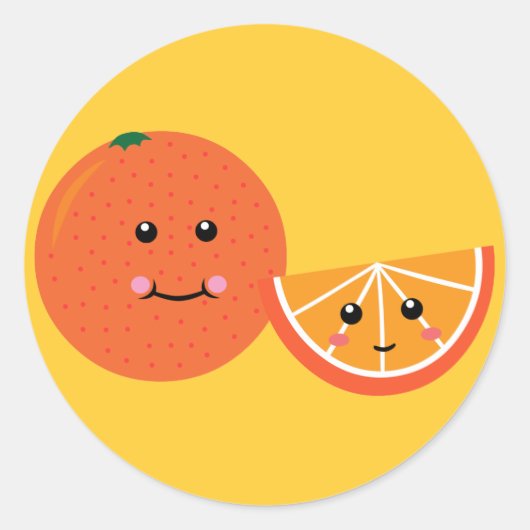 Süße Orange Runder Aufkleber (Vorderseite)