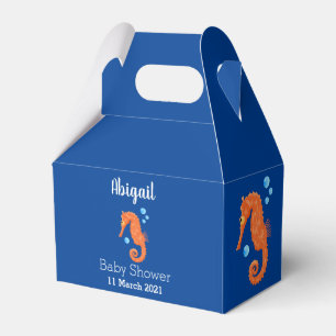 Süße orange Seepferdchen-Blasen-Cartoon-Illustrati Geschenkschachtel