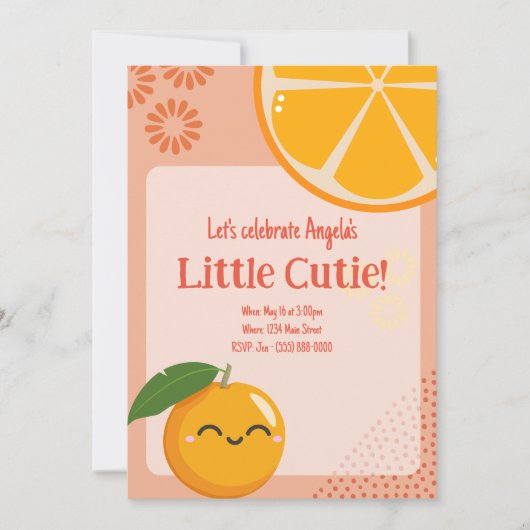 Süsse Orange Smile Baby Dusche Einladung (Vorderseite)