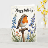 Süße Orange-Vogel-Geburtstagskarte Karte (Gelbe Blume)