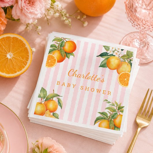 Süße orange Zitrus-Baby-Party Serviette