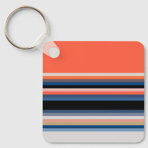 Süße orangeblaue Streifen Schlüsselanhänger