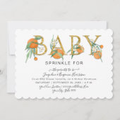 Süsse Orangen Gold Glitzer Aquarell Kinderdusche Einladung (Vorderseite)