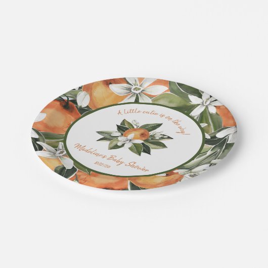 Süsse Orangenblüte mit Blütendusche Pappteller (Schrägansicht)