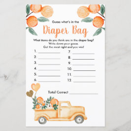 Süsse Orangenzitrus raten, was in der Windeltasche