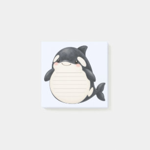 Süße Orca-Wal-Aquarell-Notizzettel mit Linien Post-it Klebezettel