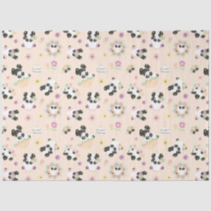 Süße orientalische Pandas auf Beige Seidenpapier