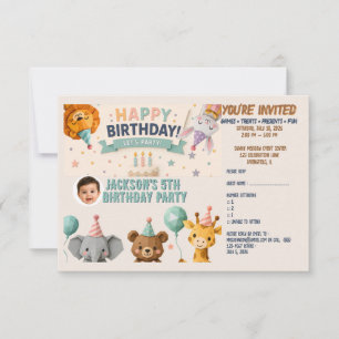 Süße Origami-Tier-Party-Details RSVP-Karte RSVP Karte
