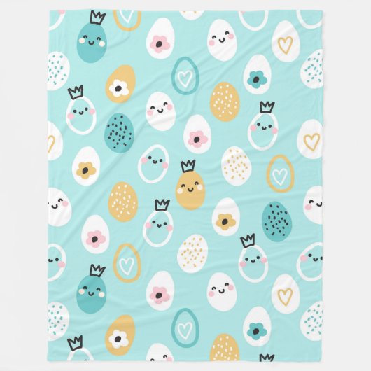 Süße Ostereier Muster Kawaii Pastell Eier Fleecedecke (Vorderseite)