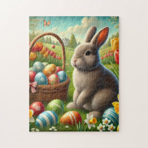 Süße Ostereier und Hasen-Kaninchen-Puzzle Puzzle