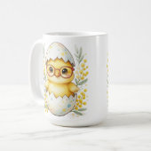 Süße Osterglaschenchecker Mimosa-Blüte Kaffeetasse (Vorderseite Links)