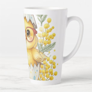 Süße Osterglockenbrille Mimosa-Blüte Milchtasse