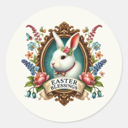 Süße Ostergrüße-Hase  Runder Aufkleber (Vorderseite)