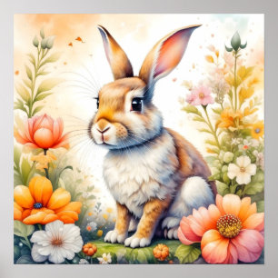 Süße Ostergrüße Vintage-Hase Kaninchen Poster