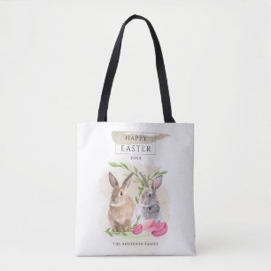 Süße Osterhasen   Frohe Ostern Wasserfarben Kunst Tasche