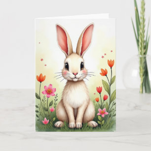 Süße Osterhasen-Frühlingsblütenkarte Karte