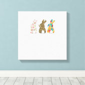 Süße Osterhasen Leopard Hase und Blumen Bunni Leinwanddruck (Insitu (Holzboden))
