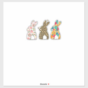 Süße Osterhasen Leopard Hase und Blumen Häschen Aufkleber