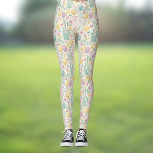 Süße Osterhasen mit Pastell-Eiern und Farnen Leggings