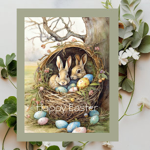Süße Osterhasen-Oster-Eier Wald Feiertagspostkarte