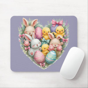 Süße Osterhasen und Küken Pastell Cottagecore Mousepad