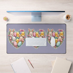 Süße Osterhasen und Küken Pastell Cottagecore Schreibtischunterlage