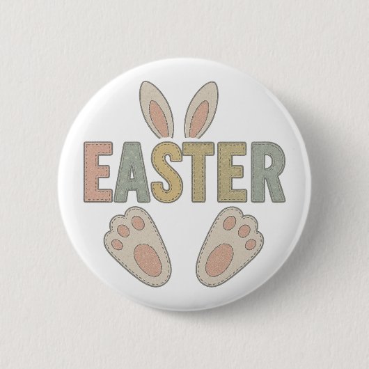 Süße Osterhasenohren und -füße Applikation Button (Vorderseite)