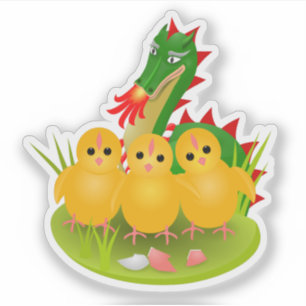 Süße Osterküken und der Drache von Doudou Aufkleber