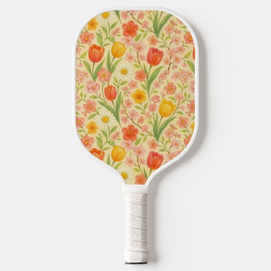 Süße Ostern-/Frühling-muster Blumen Pickleball Schläger (Vorderseite)