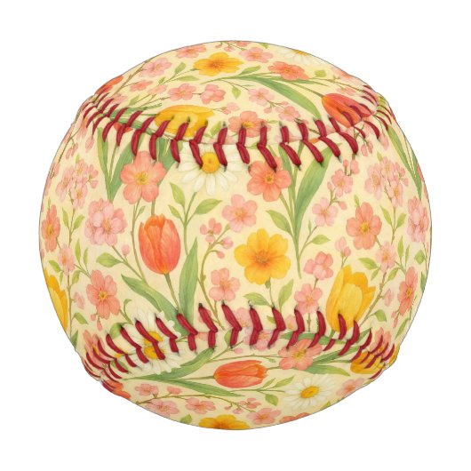 Süße Ostern-/Frühlingsblumenmuster Baseball (Vorderseite)