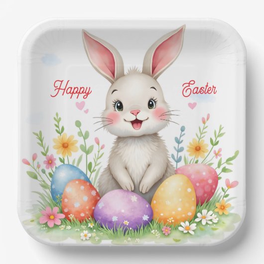 Süße Ostern Hasen und Eier Moderne Kollektion Pappteller (Vorderseite)