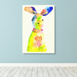 Süße Ostern-Hasen-Wasserfarben-Kunst Leinwanddruck