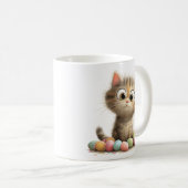 Süße Ostern-Kätzchen-Tasse mit Pastell-Eiern Kaffeetasse (VorderseiteRechts)