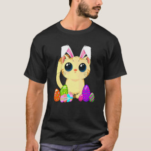 Süße Ostern-Katze Feiertag Hasenohren Und Farbige  T-Shirt