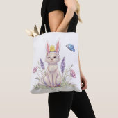 Süße Ostern-Katze mit Küken-Illustration Tasche (Von Nahem)