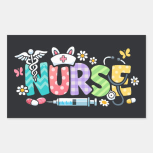 Süße Ostern-Krankenschwester Medizinischer Humor Rechteckiger Aufkleber