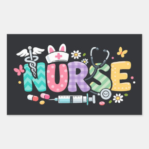 Süße Ostern-Krankenschwester Medizinischer Humor Rechteckiger Aufkleber