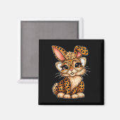 Süße Ostern Leopard Hase Herz Glas Frühling Vibes  Magnet (Vorderseite/Rückseite)