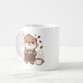 Süße Otter-Barista-Schürze-Mug-Geschenk Kaffeetasse (Vorderseite Links)