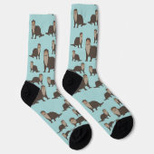 Süße Otter-Illustrationsmuster Socken (Rechts)