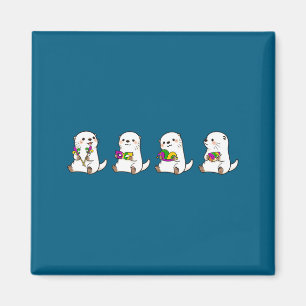 Süße Otter Mardi Gras Meer Design Magnet
