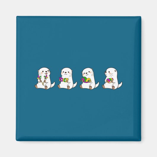 Süße Otter Mardi Gras Meer Design Magnet (Vorne)